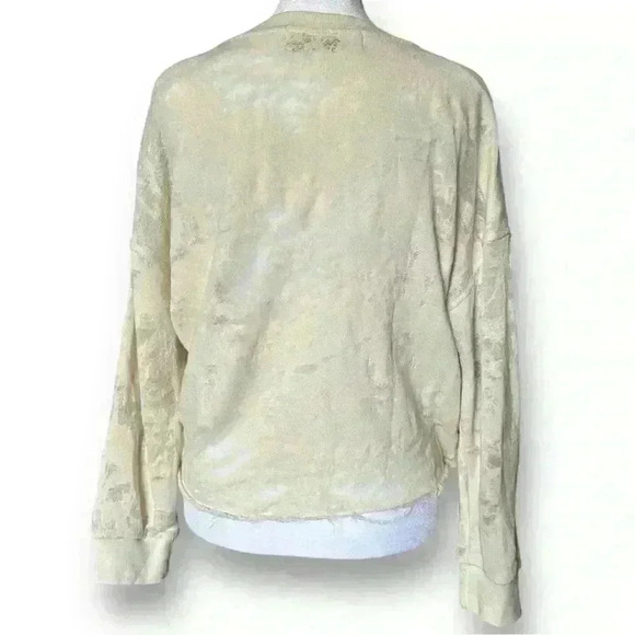 IRO Jeans Sudami Distressed Pullover Crew Neck Cropped Sweater Cream Beige Small - Picture 7 of 15